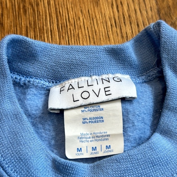 Falling Love Girls Crewneck Blue and White Size Medium - Picture 2 of 3